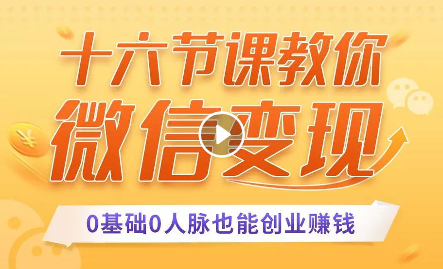十六节课教你零基础微信变现，用单品打爆市场，每月收入超过10万+-木石资源网