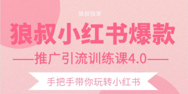 狼叔小红书爆款推广引流训练课4.0，手把手带你玩转小红书-木石资源网