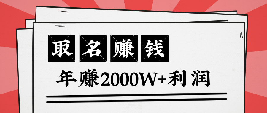 王通：不要小瞧任何一个小领域，取名技能也能快速赚钱，年赚2000W+利润-木石资源网