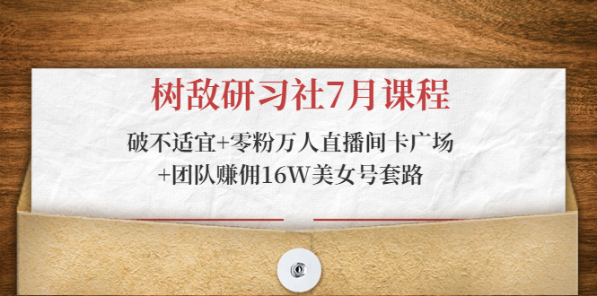 树敌研习社7月课程：破不适宜+零粉万人直播间卡广场+团队赚佣16W美女号套路-木石资源网