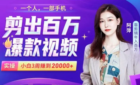 小白易上手的手机剪辑赚钱课，抓住短视频风口月赚2万+-木石资源网