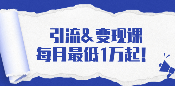 引流&变现课：分享一整套流量方法以及各个渠道收入，每月最低1万起！-木石资源网