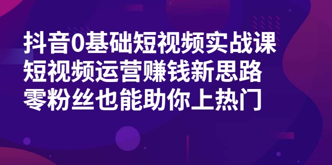抖音0基础短视频实战课，短视频运营赚钱新思路，零粉丝也能助你上热门-木石资源网
