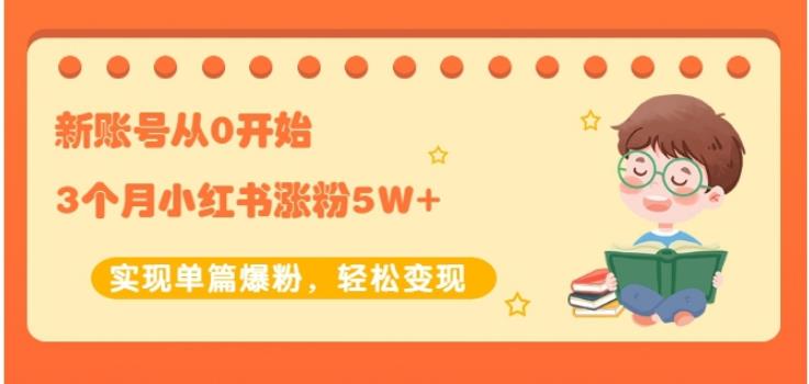 生财小红书涨粉变现：新账号从0开始3个月小红书涨粉5W+实现单篇爆粉-木石资源网