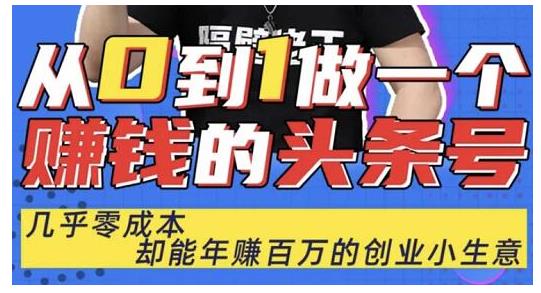佬王·从0到1做一个赚钱的头条号，几乎零成本，却能年赚百万的创业项目-木石资源网