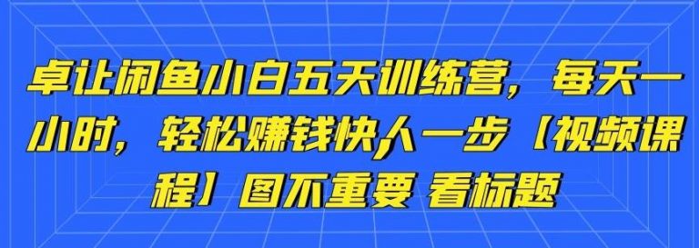 卓让闲鱼小白五天训练营，每天一小时，轻松赚钱快人一步-木石资源网