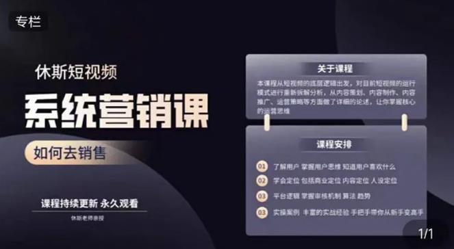 休斯短视频系统运营大课，你掌握核心的运营思维 价值7800元-木石资源网