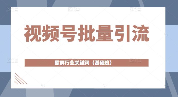 视频号批量引流，霸屏行业关键词（基础班）全面系统讲解视频号玩法-木石资源网