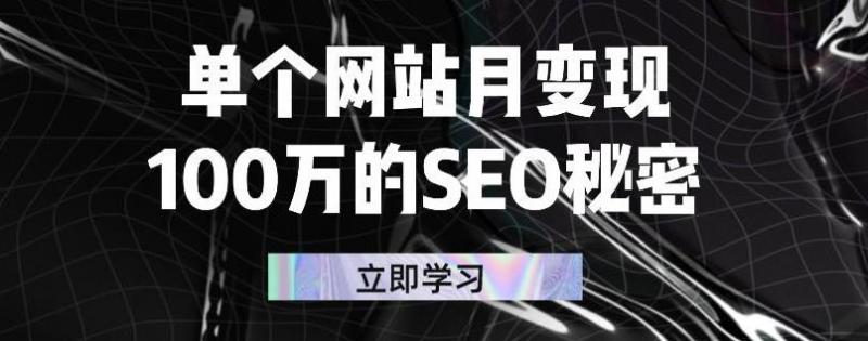 单个网站月变现100万的SEO秘密，百分百做出赚钱站点-木石资源网
