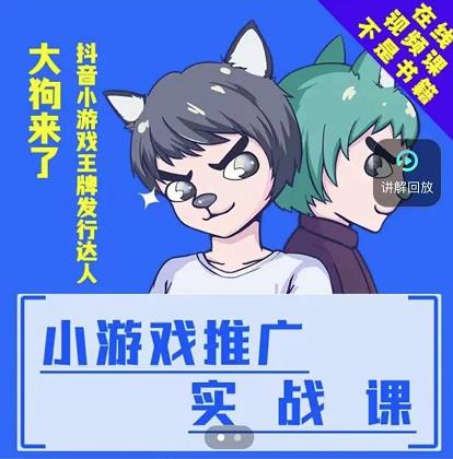 大狗来了：小游戏推广实战课，带你搭建一个游戏推广变现账号-木石资源网