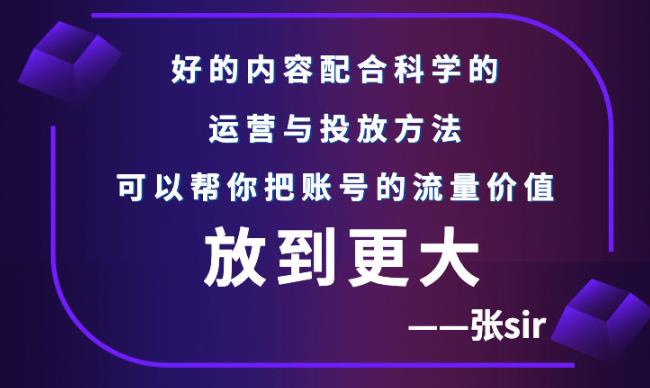 张sir账号流量增长课，告别海王流量，让你的流量更精准-木石资源网