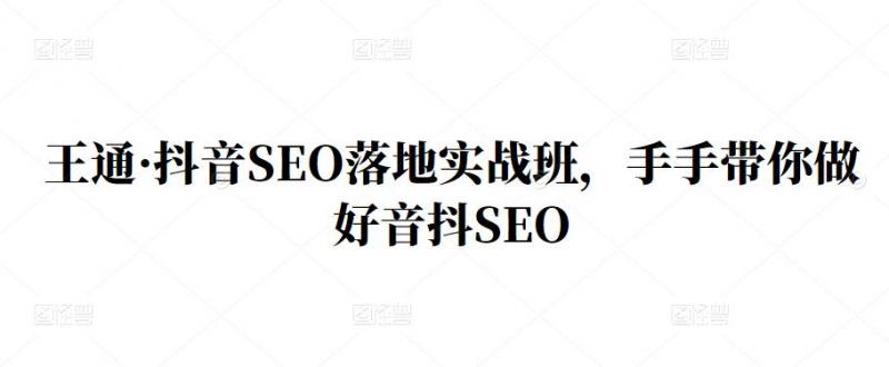 王通·抖音SEO落地实战班，手‬手带你做好音抖‬‬SEO-木石资源网