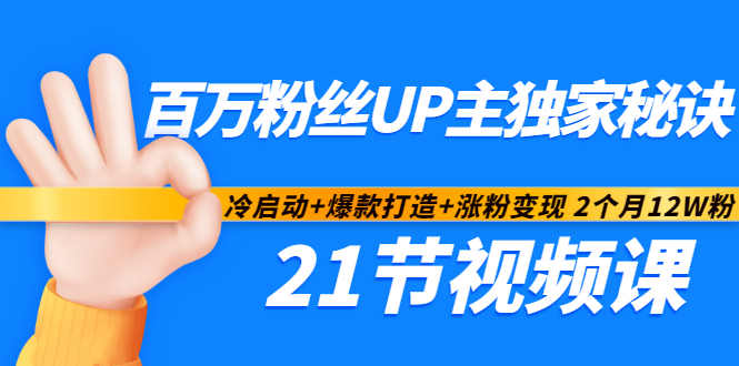 百万粉丝UP主独家秘诀：冷启动+爆款打造+涨粉变现2个月12W粉（21节视频课)-木石资源网