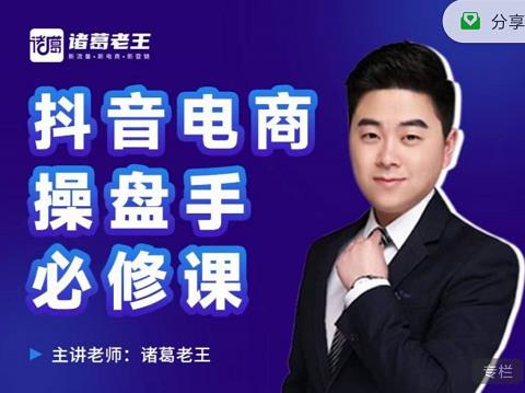 诸葛老王-抖音电商操盘手必修课：顶层设计，​起号破局，爆款运营，数据分析-木石资源网