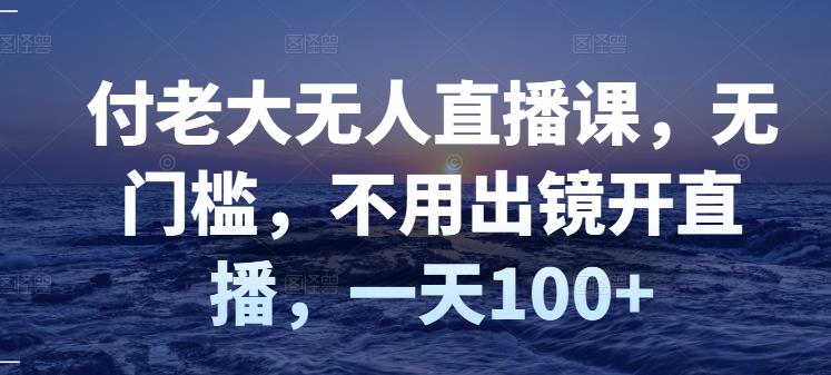 付老大无人直播课，无门槛，不用出镜开直播，一天100+-木石资源网