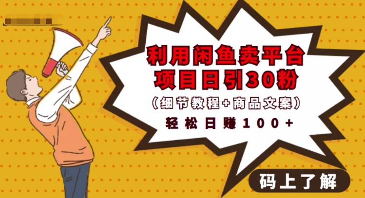 利用闲鱼卖平台项目课程资源日引流30+精准粉丝，轻松日赚100+，积累人脉可实现二次变-木石资源网