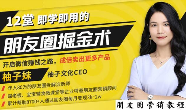 【营销必学】12堂学之即用的朋友圈掘金术：开启你的副业赚钱之路-木石资源网