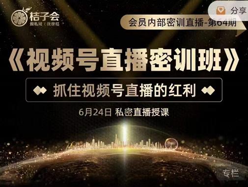 桔子会《视频号直播密训班》，抓住视频号直播的红利 价值12800-木石资源网