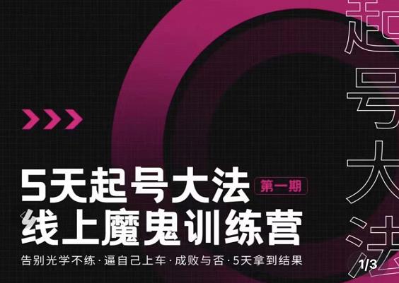 大播·五天起号魔鬼训练营，告别光学不练，逼自己上车，成败与否，5天拿到结果-木石资源网