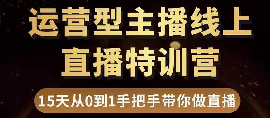 直播电商运营型主播特训营，0基础15天手把手带你做直播带货-木石资源网