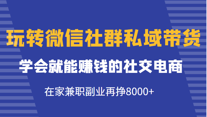 玩转微信社群私域带货，学会就能赚钱的社交电商，在家兼职副业再挣8000+-木石资源网