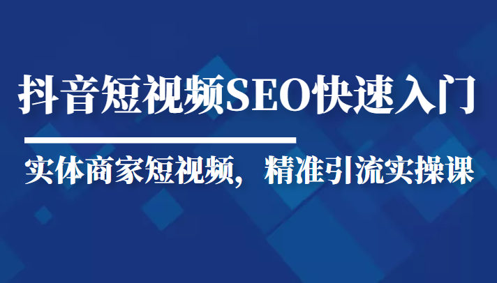 抖音短视频Seo搜索排名优化新手快速入门教程，实体商家短视频，精准引流实操课-木石资源网