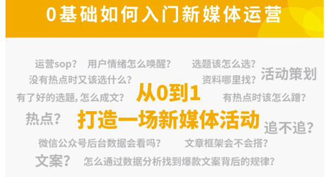 新媒体运营系列课，课程零基础入门，解锁高薪职业必备的四项技能-木石资源网