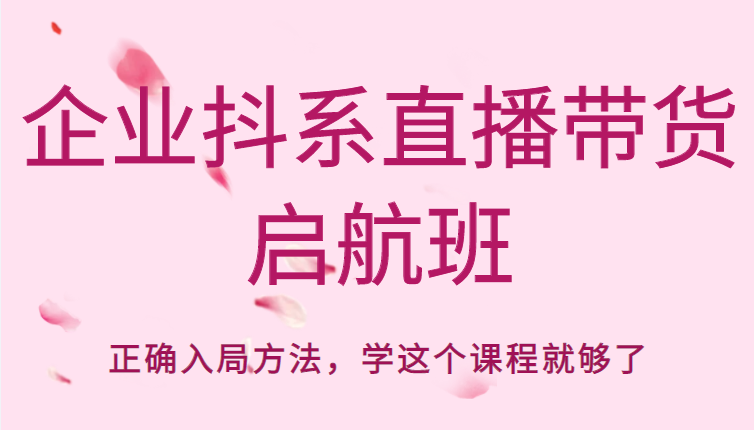 企业抖系直播带货启航班，正确入局方法，学这个课程就够了-木石资源网