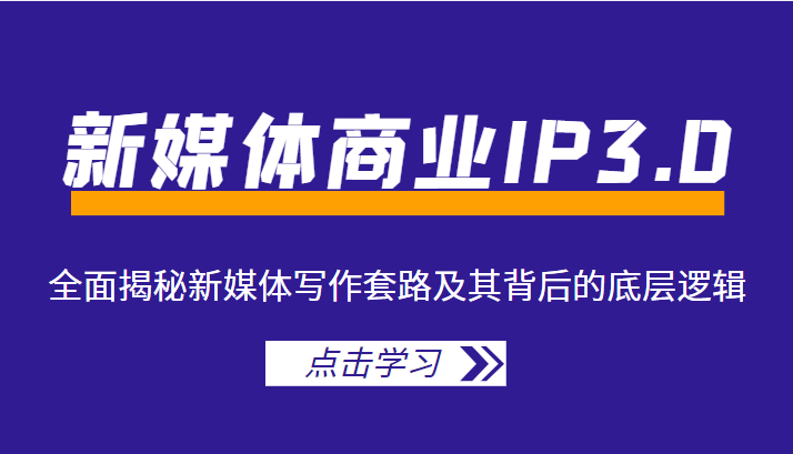 新媒体商业IP3.0，全面揭秘新媒体写作套路及其背后的底层逻辑（价值1299元）-木石资源网