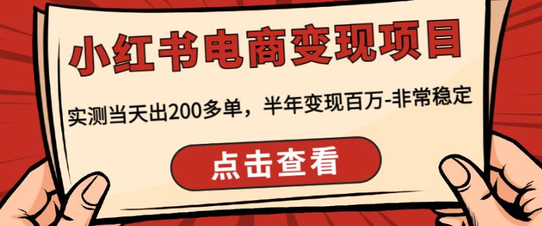 顽石·小红‬书电商变现项目，实测当天出200多单，半年变现百万，非常稳定-木石资源网