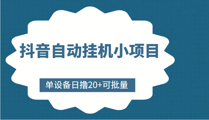 抖音自动挂机小项目，单设备日撸20+，可批量，号越多收益越大-木石资源网
