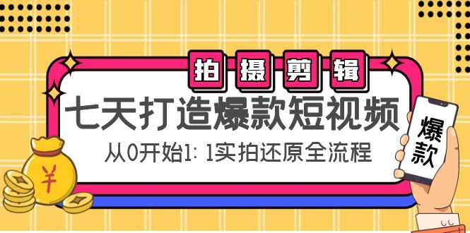 七天打造爆款短视频：拍摄+剪辑实操，从0开始1:1实拍还原实操全流程-木石资源网