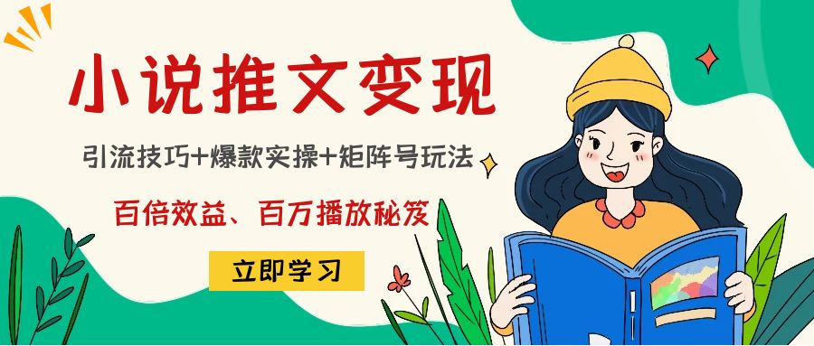 小说推文训练营：引流技巧+爆款实操+矩阵号玩法，百倍效益、百万播放秘笈-木石资源网