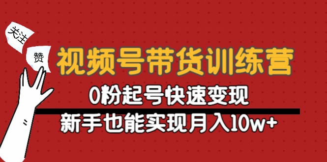 视频号带货训练营：0粉起号快速变现，新手也能实现月入10w+-木石资源网