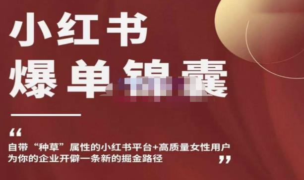 小红书爆单锦囊，自带种草属性+高质量女性用户，为你的企业开辟一条新的掘金路径-木石资源网
