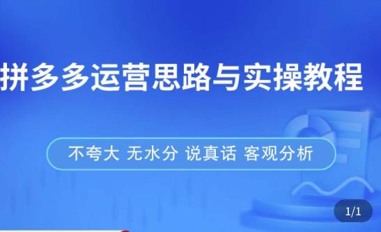 拼多多店铺运营思路与实操教程，快速学会拼多多开店和运营，少踩坑，多盈利-木石资源网