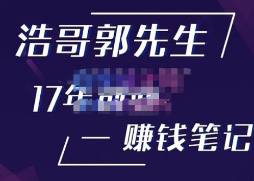 浩哥郭先生17年创业赚米笔记，打开你对很多东西的认知，让你知道原来赚钱或创业不单单是发力就行-木石资源网