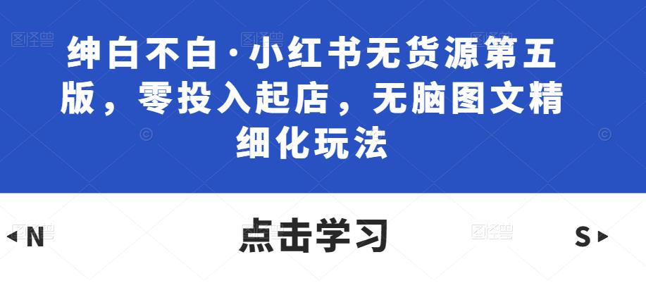 绅白不白·小红书无货源第五版，零投入起店，无脑图文精细化玩法-木石资源网