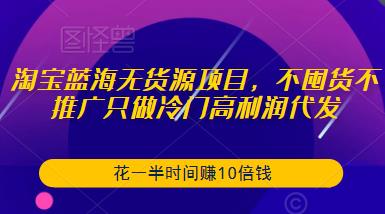 淘宝蓝海无货源项目，不囤货不推广只做冷门高利润代发，花一半时间赚10倍钱-木石资源网