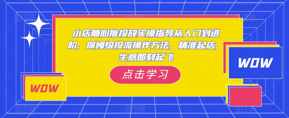 小店随心推投放实操指导从入门到进阶，保姆级投流操作方法，精准起店，生意即刻起飞-木石资源网
