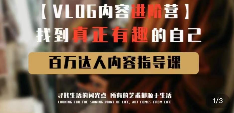 vlog内容进阶营，找到真正有趣的自己，百万达人内容指导课-木石资源网