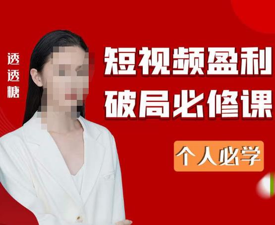 2023最新透透糖短视频盈利破局必修课——个人必学-木石资源网