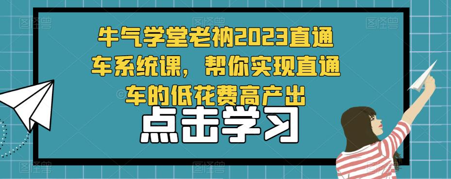 牛气学堂老衲2023直通车系统课，帮你实现直通车的低花费高产出-木石资源网