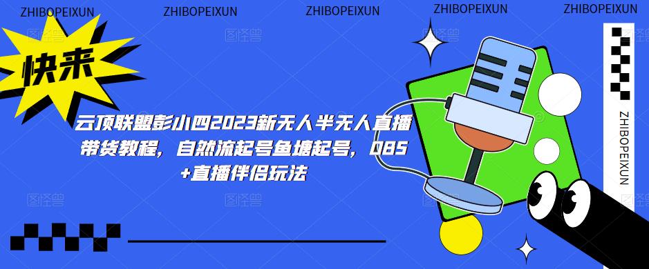云顶联盟彭小四2023新无人半无人直播带货教程，自然流起号鱼塘起号，OBS+直播伴侣玩法-木石资源网