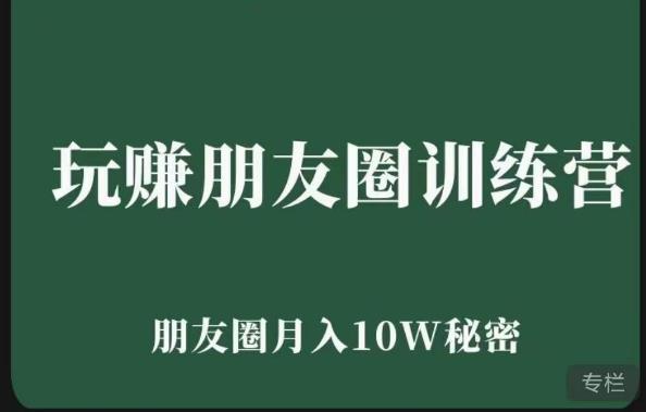 玩赚朋友圈系统课，朋友圈月入10W的秘密，​7天系统图文课程-木石资源网