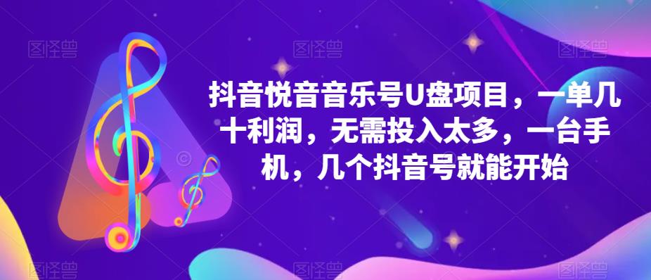 抖音音乐号U盘项目，一单几十利润，无需投入太多，一台手机，几个抖音号就能开始-木石资源网