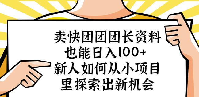 卖快团团团长资料也能日入100+新人如何从小项目里探索出新机会-木石资源网