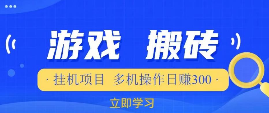 游戏挂机挂机项目，多机操作，日赚300【揭秘】-木石资源网
