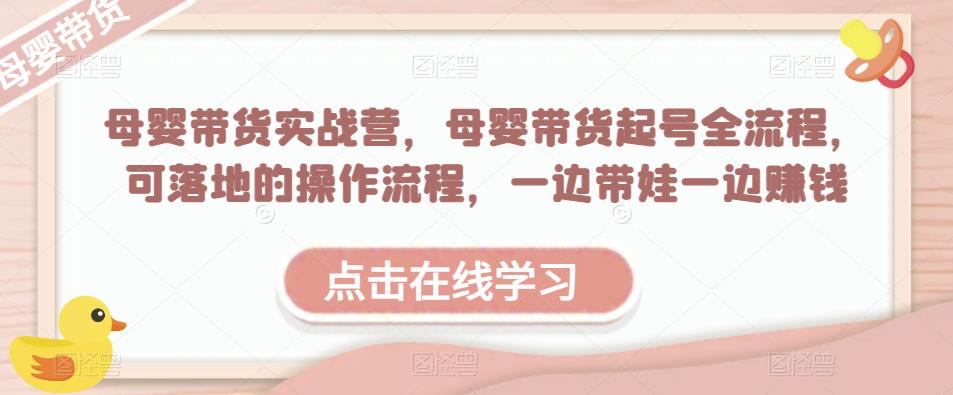 母婴带货实战营，母婴带货起号全流程，可落地的操作流程，一边带娃一边赚钱（附素材）-木石资源网