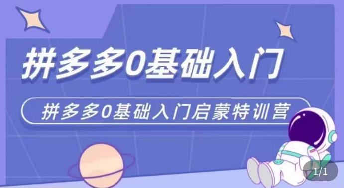 拼多多运营0-1实操特训营，拼多多0基础入门，从基础到进阶的可实操玩法-木石资源网